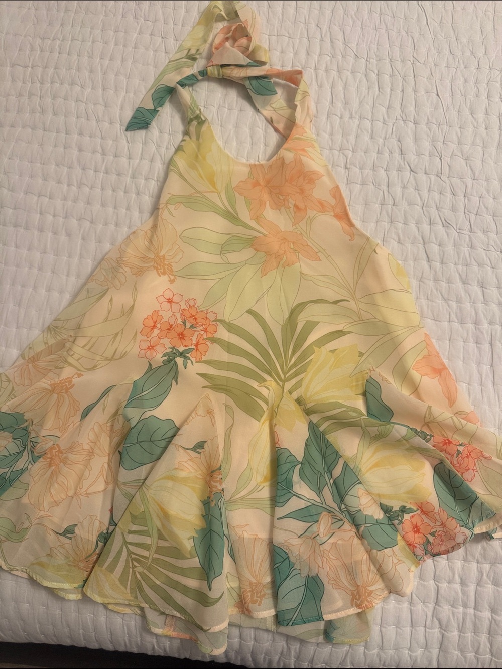 Astr Floral Tropical Halter Top - Yellow, Green & Peach *Never Worn*